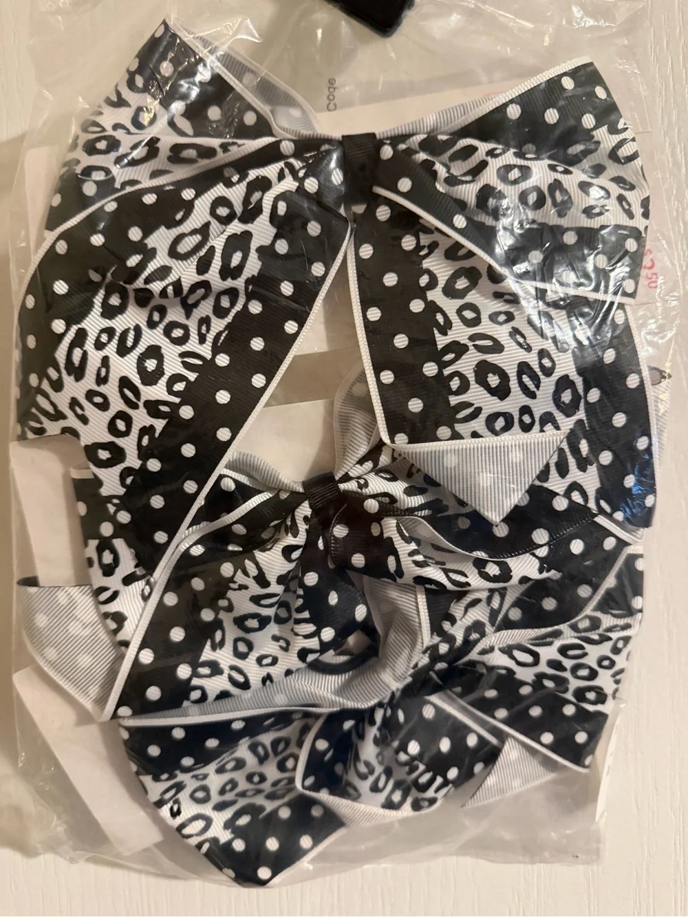 Black & White Leopard Dot Kids Hair Bow Set 3pk